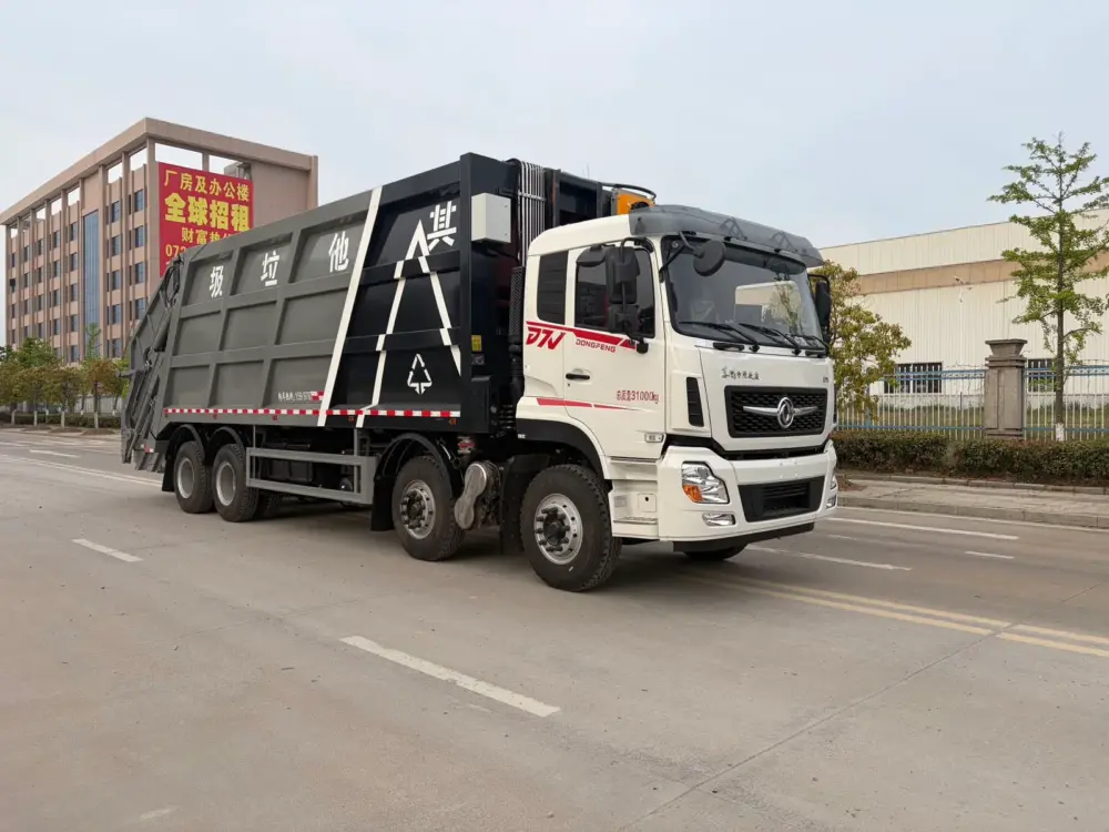 dongfeng-xinqi-d7-40cbm-compactor-truck-front-right-02 东风新汽D7前四后八40方压缩式垃圾车