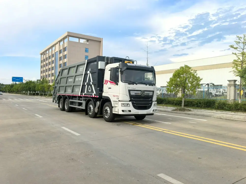 dongfeng-xinqi-d7-40cbm-compactor-truck-front-right-03 东风新汽D7前四后八40方压缩式垃圾车