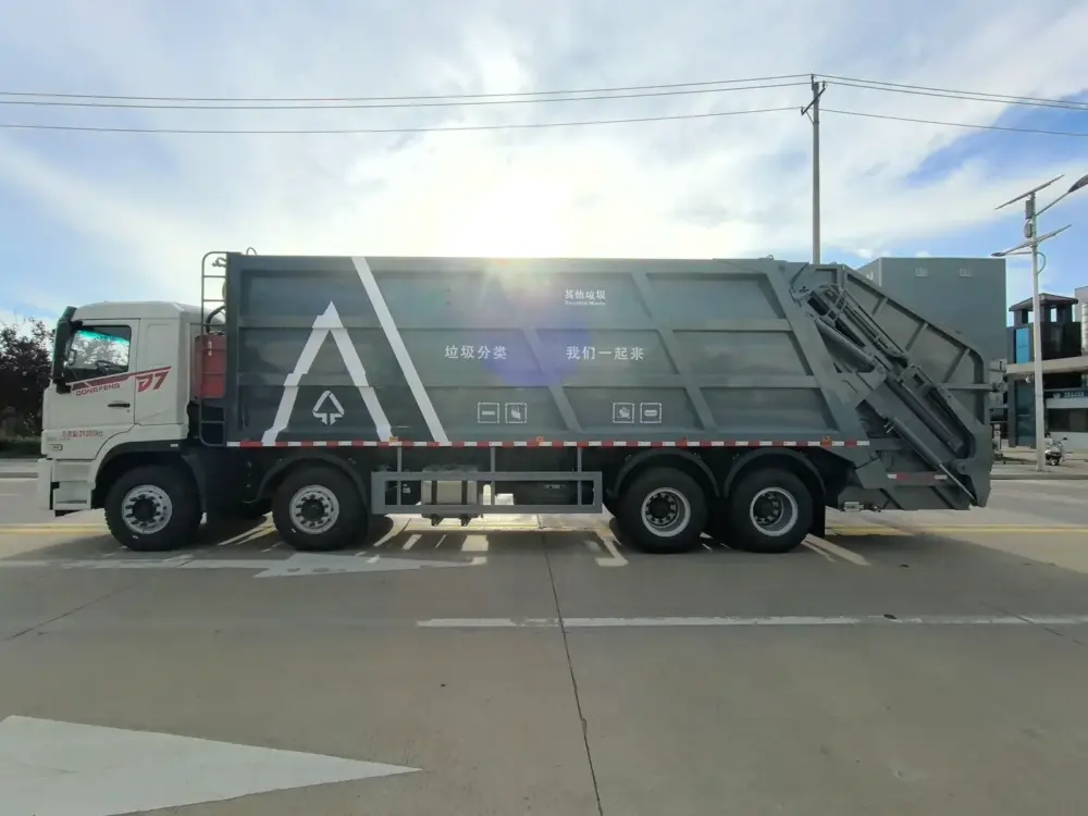 dongfeng-xinqi-d7-40cbm-compactor-truck-left-side-02 东风新汽D7前四后八40方压缩式垃圾车