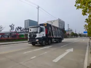 陕汽德龙-前四后八40方-压缩式垃圾车-前侧45度-01